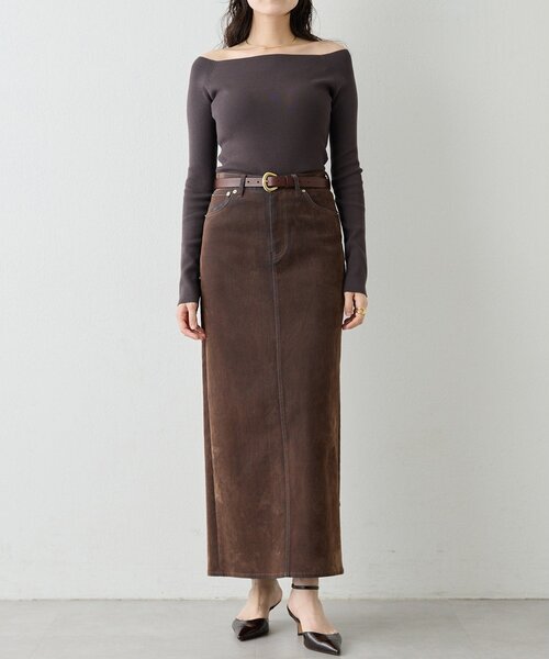 m*a様 2025AW今季★美品 ウィムガゼット デニムフロッキースリットスカー セール】デニムフロッキースリットスカート（デニムスカート）｜Whim