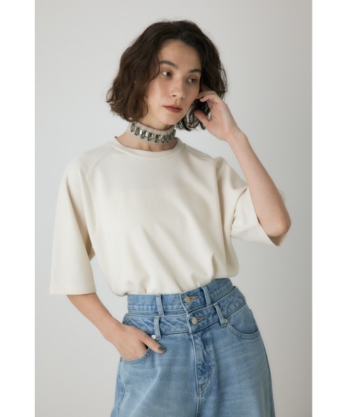 crie conforto(クリーコンフォルト)の「ビジューチョーカーセットカットソー(Tシャツ/カットソー・レディース・チャコールグレー/アイボリー・FREE)」の13枚目の写真