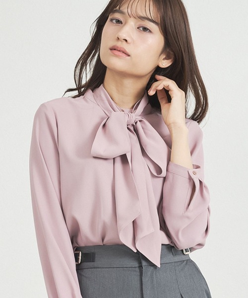 MISCH MASCH（ミッシュマッシュ）の「WEB限定 2025秋冬新作 リボンボウタイブラウス（シャツ/ブラウス・レディース・ホワイト/ブラック/ピンク・ﾌﾘ-）」の3枚目の写真