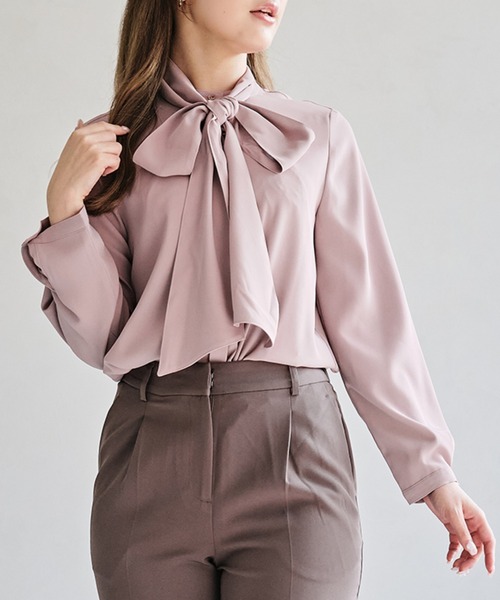 MISCH MASCH（ミッシュマッシュ）の「WEB限定 2025秋冬新作 リボンボウタイブラウス（シャツ/ブラウス・レディース・ホワイト/ブラック/ピンク・ﾌﾘ-）」の20枚目の写真