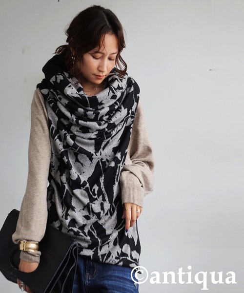 antiqua（アンティカ）の「4WAYロングスヌード（ネックウォーマー/スヌード・レディース・パープル/ブラック・ONESIZE）」の9枚目の写真
