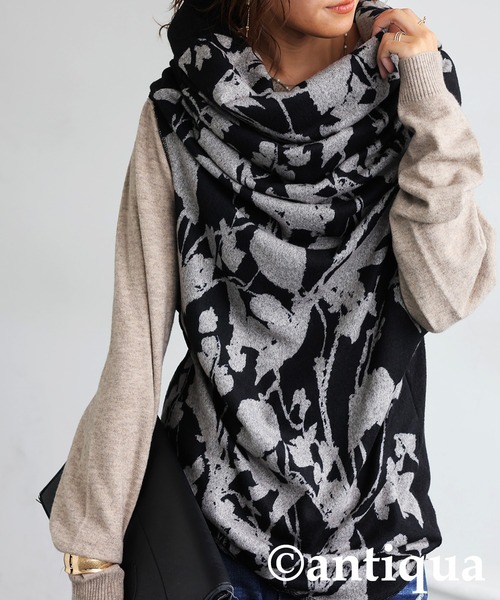 antiqua（アンティカ）の「4WAYロングスヌード（ネックウォーマー/スヌード・レディース・パープル/ブラック・ONESIZE）」の11枚目の写真