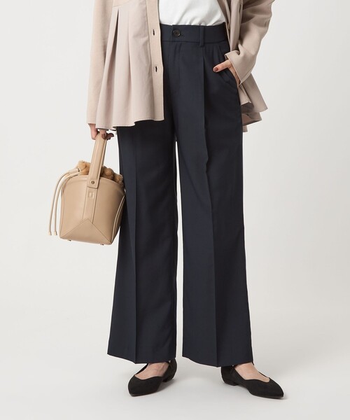 green label relaxing（グリーンレーベルリラクシング）の「［size SHORT/TALLあり］キチントボトムス カバー ワイド パンツ（スラックス・レディース・ブラウン/ネイビー・38/40/TALL/36/SHORT）」の9枚目の写真