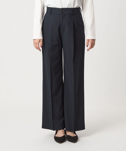 green label relaxing（グリーンレーベルリラクシング）の「［size SHORT/TALLあり］キチントボトムス カバー ワイド パンツ（スラックス・レディース・ブラウン/ネイビー・38/40/TALL/36/SHORT）」の15枚目の写真