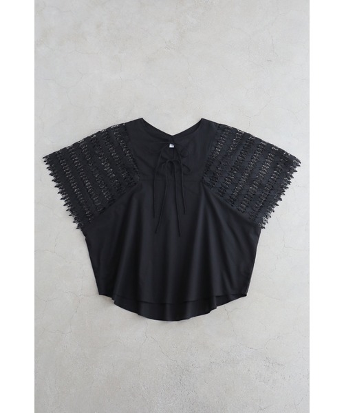 cawaii(カワイイ)の「煌めくようなダイヤカットレースのゆったり袖ブラウストップス(Tシャツ/カットソー・レディース・ホワイト/ブラック・FREE)」の13枚目の写真