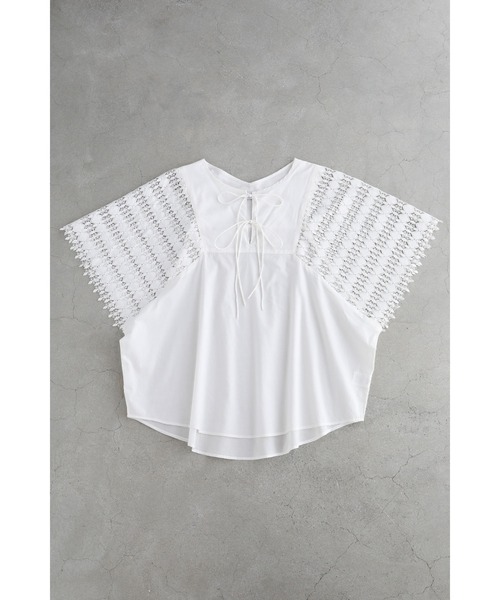 cawaii(カワイイ)の「煌めくようなダイヤカットレースのゆったり袖ブラウストップス(Tシャツ/カットソー・レディース・ホワイト/ブラック・FREE)」の14枚目の写真