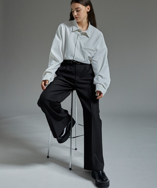 cussil（クシル）の「【cussil/クシル】ヘビードレープ2タックワイドストレートセンタープレススラックスパンツ【セットアップ対応】（スラックス・メンズ・ライトグレー/ブラック・XS/L/M/S）」の3枚目の写真