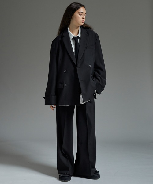 cussil（クシル）の「【cussil/クシル】ヘビードレープ2タックワイドストレートセンタープレススラックスパンツ【セットアップ対応】（スラックス・メンズ・ライトグレー/ブラック・XS/L/M/S）」の9枚目の写真