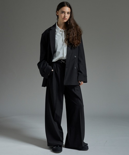 cussil（クシル）の「【cussil/クシル】ヘビードレープ2タックワイドストレートセンタープレススラックスパンツ【セットアップ対応】（スラックス・メンズ・ライトグレー/ブラック・XS/L/M/S）」の10枚目の写真