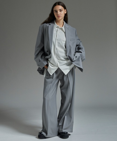 cussil（クシル）の「【cussil/クシル】ヘビードレープ2タックワイドストレートセンタープレススラックスパンツ【セットアップ対応】（スラックス・メンズ・ライトグレー/ブラック・XS/L/M/S）」の12枚目の写真