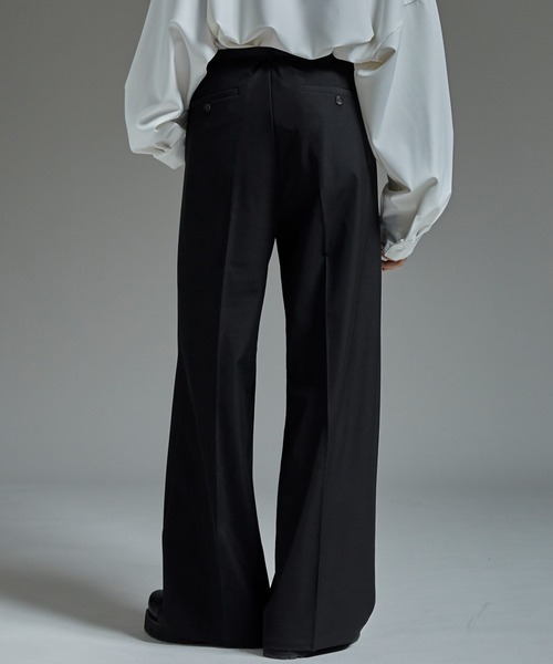 cussil/クシル】ヘビードレープ2タックワイドストレートセンター