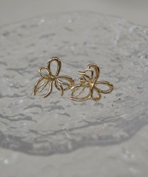 【LA MUE】リボンモチーフ メタルノンホールピアス