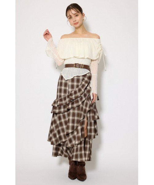 rienda（リエンダ）の「シアーレースオフショルトップス シアートップス 秋服 春服（Tシャツ/カットソー・レディース・ライトピンク/ブラック/アイボリー・FREE）」の7枚目の写真