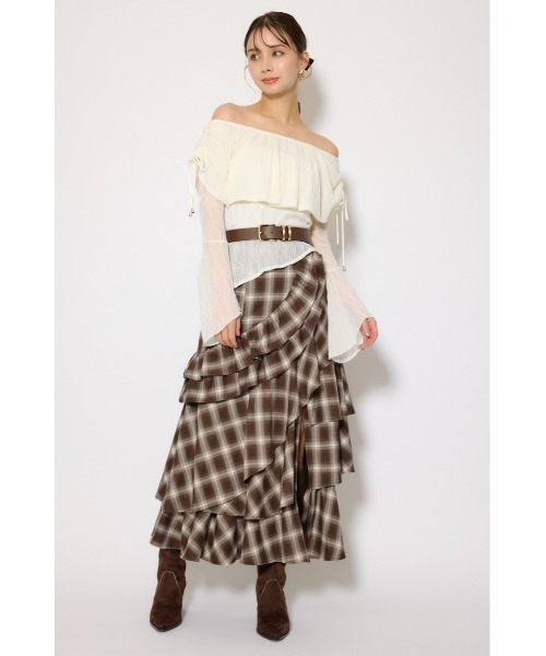 rienda（リエンダ）の「シアーレースオフショルトップス シアートップス 秋服 春服（Tシャツ/カットソー・レディース・ライトピンク/ブラック/アイボリー・FREE）」の8枚目の写真