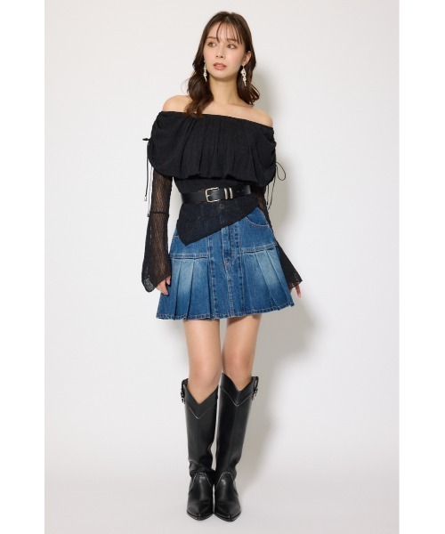 rienda（リエンダ）の「シアーレースオフショルトップス シアートップス 秋服 春服（Tシャツ/カットソー・レディース・ライトピンク/ブラック/アイボリー・FREE）」の13枚目の写真