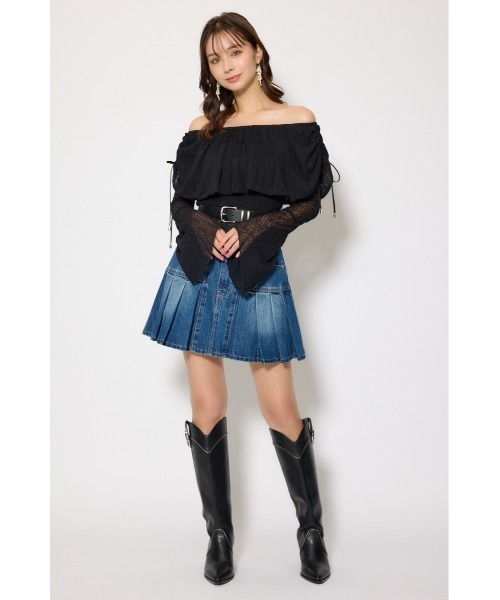 rienda（リエンダ）の「シアーレースオフショルトップス シアートップス 秋服 春服（Tシャツ/カットソー・レディース・ライトピンク/ブラック/アイボリー・FREE）」の14枚目の写真