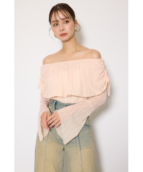 rienda（リエンダ）の「シアーレースオフショルトップス シアートップス 秋服 春服（Tシャツ/カットソー・レディース・ライトピンク/ブラック/アイボリー・FREE）」の16枚目の写真
