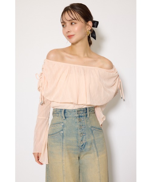 rienda（リエンダ）の「シアーレースオフショルトップス シアートップス 秋服 春服（Tシャツ/カットソー・レディース・ライトピンク/ブラック/アイボリー・FREE）」の17枚目の写真