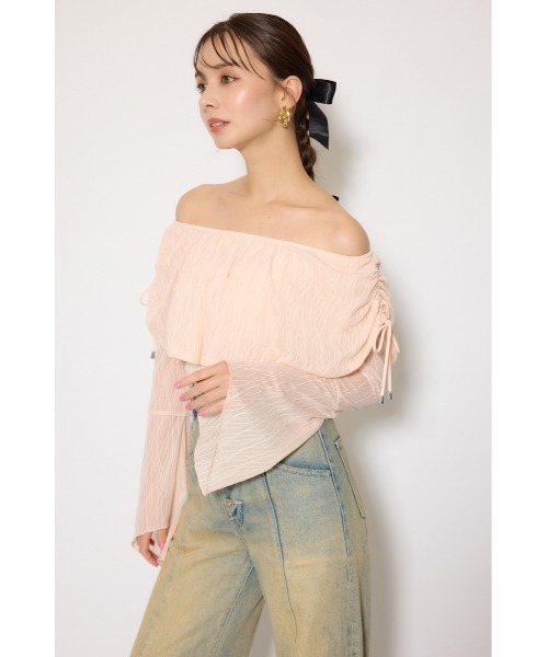 rienda（リエンダ）の「シアーレースオフショルトップス シアートップス 秋服 春服（Tシャツ/カットソー・レディース・ライトピンク/ブラック/アイボリー・FREE）」の18枚目の写真