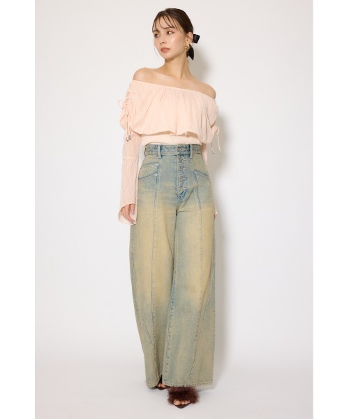 rienda（リエンダ）の「シアーレースオフショルトップス シアートップス 秋服 春服（Tシャツ/カットソー・レディース・ライトピンク/ブラック/アイボリー・FREE）」の19枚目の写真
