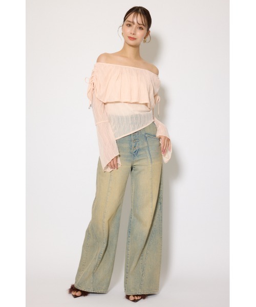 rienda（リエンダ）の「シアーレースオフショルトップス シアートップス 秋服 春服（Tシャツ/カットソー・レディース・ライトピンク/ブラック/アイボリー・FREE）」の20枚目の写真