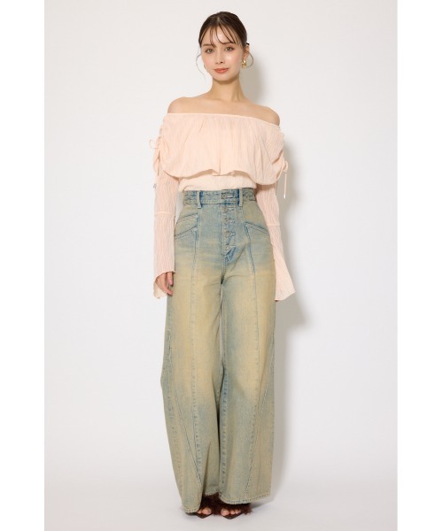 rienda（リエンダ）の「シアーレースオフショルトップス シアートップス 秋服 春服（Tシャツ/カットソー・レディース・ライトピンク/ブラック/アイボリー・FREE）」の21枚目の写真