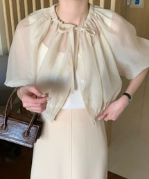 gather neck sheer blouse