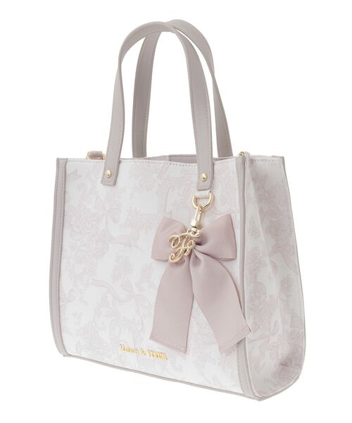 Maison de FLEUR（メゾンドフルール）の「フラワーガーデンプリント2Wayスクエアトート（トートバッグ・レディース・ブラック/ピンク・FREE）」の7枚目の写真