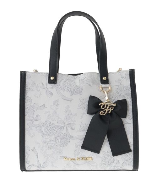 Maison de FLEUR（メゾンドフルール）の「フラワーガーデンプリント2Wayスクエアトート（トートバッグ・レディース・ブラック/ピンク・FREE）」の16枚目の写真