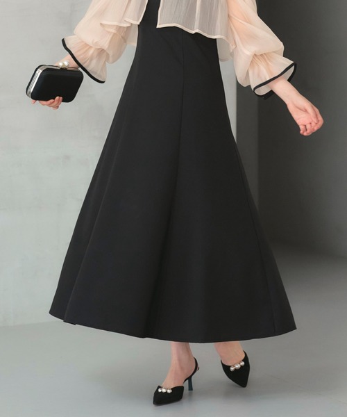 RUIRUE BOUTIQUE（ルイルエブティック）の「オケージョンドレス 結婚式 ストレッチ ｜ エアリー シアー トップス ＆ キャミ フレア ドレス ｜ 二次会 披露宴 美脚 ワンピース オケージョン お呼ばれ パーティードレス（ドレス・レディース・ブラック×ベージュ/ライトグレー/ブラック×グレー・S/M/L/LL）」の8枚目の写真