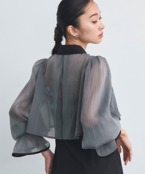 RUIRUE BOUTIQUE（ルイルエブティック）の「オケージョンドレス 結婚式 ストレッチ ｜ エアリー シアー トップス ＆ キャミ フレア ドレス ｜ 二次会 披露宴 美脚 ワンピース オケージョン お呼ばれ パーティードレス（ドレス・レディース・ブラック×ベージュ/ライトグレー/ブラック×グレー・S/M/L/LL）」の10枚目の写真