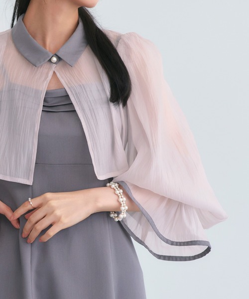 RUIRUE BOUTIQUE（ルイルエブティック）の「オケージョンドレス 結婚式 ストレッチ ｜ エアリー シアー トップス ＆ キャミ フレア ドレス ｜ 二次会 披露宴 美脚 ワンピース オケージョン お呼ばれ パーティードレス（ドレス・レディース・ブラック×ベージュ/ライトグレー/ブラック×グレー・S/M/L/LL）」の17枚目の写真