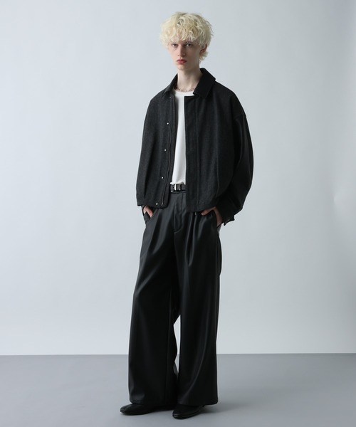 SET UP対応】LUXEレザーワイドフレアパンツ(HARE)（スラックス）｜HARE