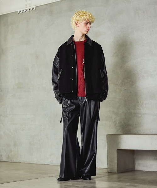 SET UP対応】LUXEレザーワイドフレアパンツ(HARE)（スラックス）｜HARE