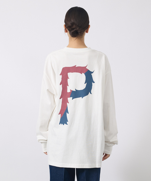 POLeR（ポーラー）の「【POLER/ポーラー】BIG LOGO CREW/ビッグロゴ クルーネック ロングスリーブTシャツ/両面プリント/ユニセックス（Tシャツ/カットソー・メンズ・グレー/ライトブラウン/ホワイト・M/L）」の4枚目の写真