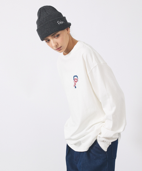 POLeR（ポーラー）の「【POLER/ポーラー】BIG LOGO CREW/ビッグロゴ クルーネック ロングスリーブTシャツ/両面プリント/ユニセックス（Tシャツ/カットソー・メンズ・グレー/ライトブラウン/ホワイト・M/L）」の19枚目の写真