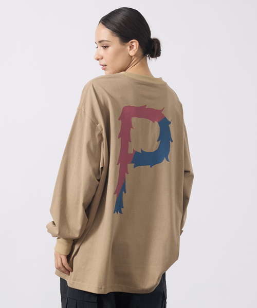 POLeR（ポーラー）の「【POLER/ポーラー】BIG LOGO CREW/ビッグロゴ クルーネック ロングスリーブTシャツ/両面プリント/ユニセックス（Tシャツ/カットソー・メンズ・グレー/ライトブラウン/ホワイト・M/L）」の10枚目の写真