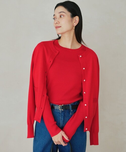 ウール リブ クルーネック ニット プルオーバー ウォッシャブル