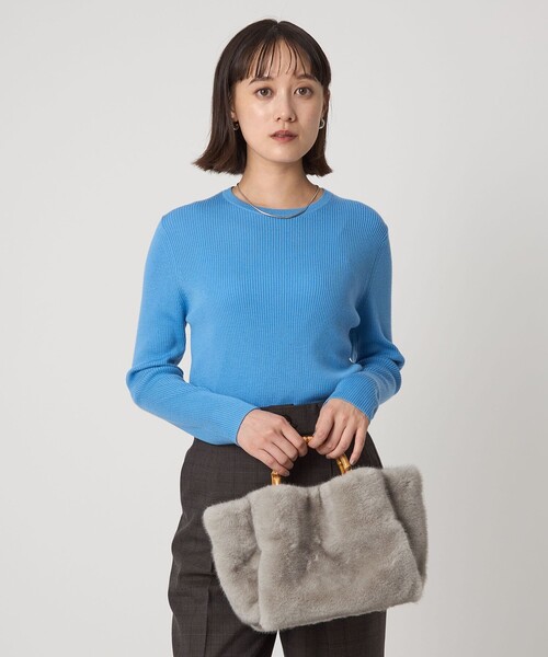 green label relaxing（グリーンレーベルリラクシング）の「ウール リブ クルーネック ニット プルオーバー ウォッシャブル（ニット/セーター・レディース・ブラック/レッド/ライトグレー/ホワイト/コバルトブルー・FREE）」の5枚目の写真