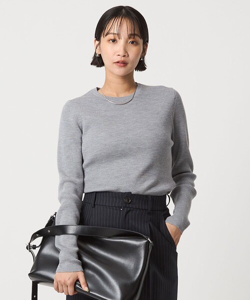 green label relaxing（グリーンレーベルリラクシング）の「ウール リブ クルーネック ニット プルオーバー ウォッシャブル（ニット/セーター・レディース・ブラック/レッド/ライトグレー/ホワイト/コバルトブルー・FREE）」の4枚目の写真