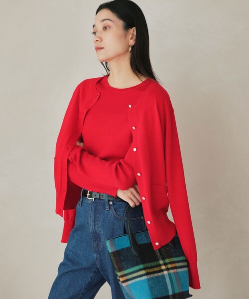 green label relaxing（グリーンレーベルリラクシング）の「ウール リブ クルーネック ニット プルオーバー ウォッシャブル（ニット/セーター・レディース・ブラック/レッド/ライトグレー/ホワイト/コバルトブルー・FREE）」の6枚目の写真