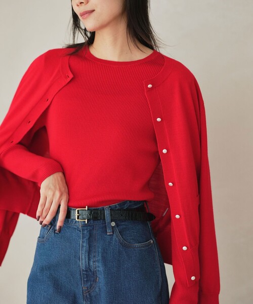 green label relaxing（グリーンレーベルリラクシング）の「ウール リブ クルーネック ニット プルオーバー ウォッシャブル（ニット/セーター・レディース・ブラック/レッド/ライトグレー/ホワイト/コバルトブルー・FREE）」の7枚目の写真