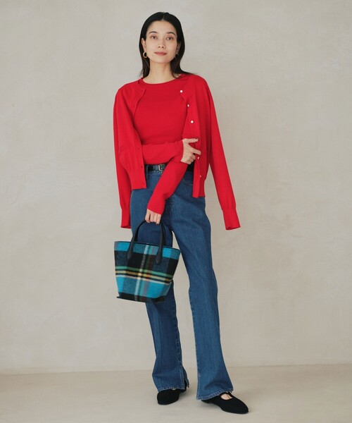 green label relaxing（グリーンレーベルリラクシング）の「ウール リブ クルーネック ニット プルオーバー ウォッシャブル（ニット/セーター・レディース・ブラック/レッド/ライトグレー/ホワイト/コバルトブルー・FREE）」の8枚目の写真