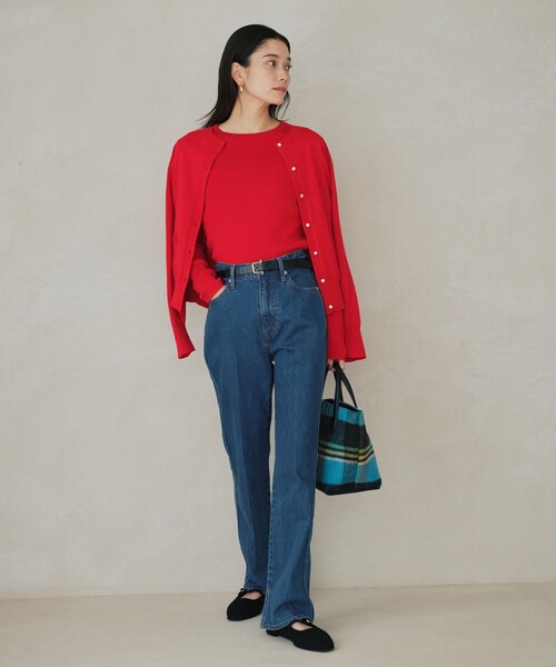 green label relaxing（グリーンレーベルリラクシング）の「ウール リブ クルーネック ニット プルオーバー ウォッシャブル（ニット/セーター・レディース・ブラック/レッド/ライトグレー/ホワイト/コバルトブルー・FREE）」の9枚目の写真