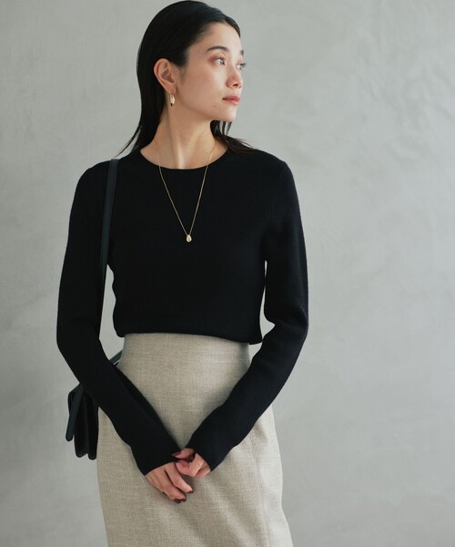 green label relaxing（グリーンレーベルリラクシング）の「ウール リブ クルーネック ニット プルオーバー ウォッシャブル（ニット/セーター・レディース・ブラック/レッド/ライトグレー/ホワイト/コバルトブルー・FREE）」の10枚目の写真