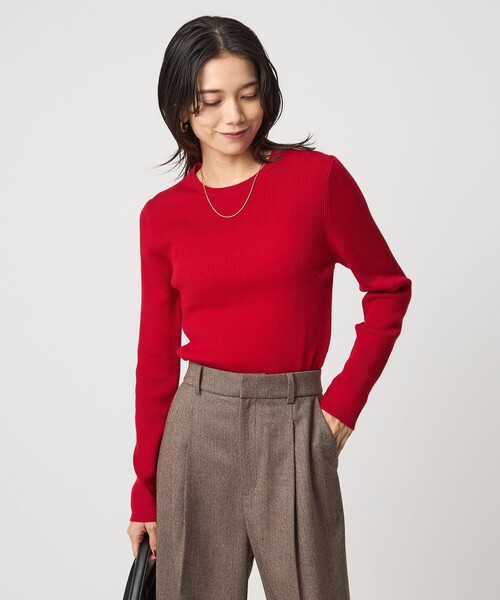 green label relaxing（グリーンレーベルリラクシング）の「ウール リブ クルーネック ニット プルオーバー ウォッシャブル（ニット/セーター・レディース・ブラック/レッド/ライトグレー/ホワイト/コバルトブルー・FREE）」の14枚目の写真