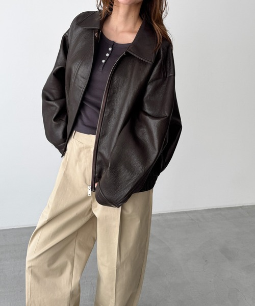 CANAL JEAN（キャナルジーン）の「diggity　合皮ブルゾン（ブルゾン・レディース・ブラウン/ブラック・ONE SIZE）」の13枚目の写真