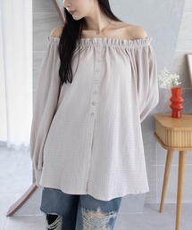 CLEAR BASIC | フロントボタン2way楊柳ブラウス［大人 カジュアル 着回し力抜群］≪AW新作≫(シャツ/ブラウス)