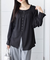 CLEAR BASIC | フロントボタン2way楊柳ブラウス［大人 カジュアル 着回し力抜群］≪AW新作≫(シャツ/ブラウス)