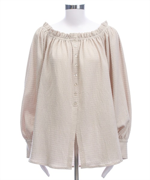 CLEAR BASIC（クリアベーシック）の「フロントボタン2way楊柳ブラウス［大人 カジュアル 着回し力抜群］≪AW新作≫（シャツ/ブラウス・レディース・ブラック/サンドベージュ/ブラウン・F）」の17枚目の写真